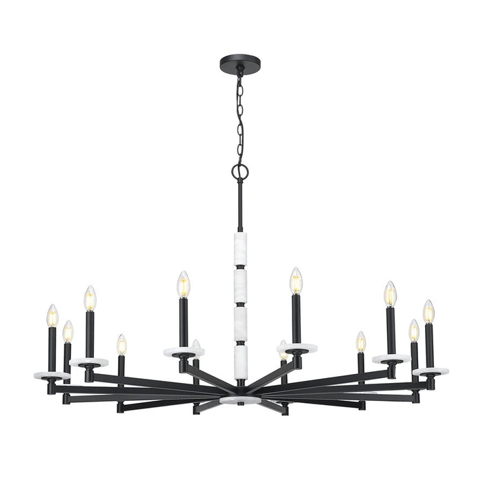 Z-Lite Kaden 12 Light Chandelier, Matte Black/Alabaster - 3045-12MB