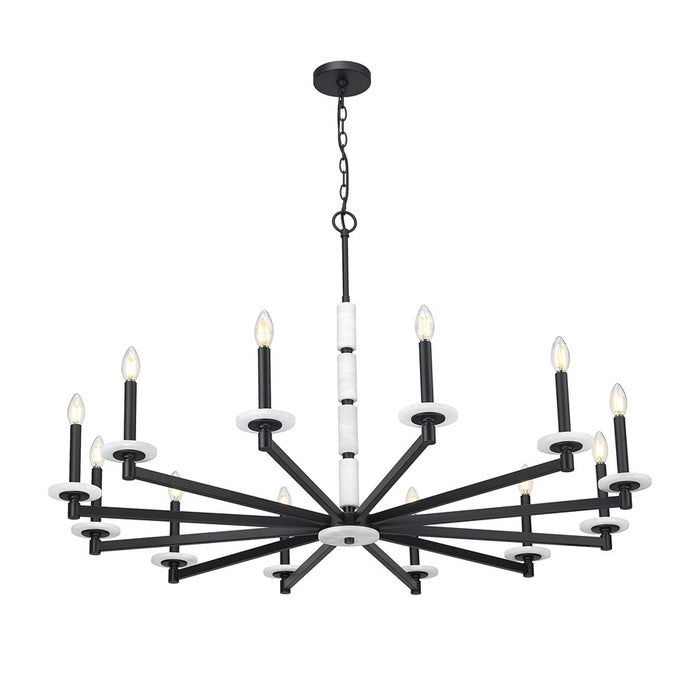 Z-Lite Kaden 12 Light Chandelier, Matte Black/Alabaster