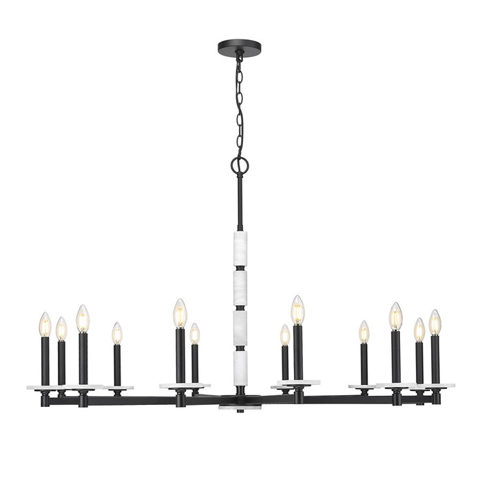 Z-Lite Kaden 12 Light Chandelier, Matte Black/Alabaster