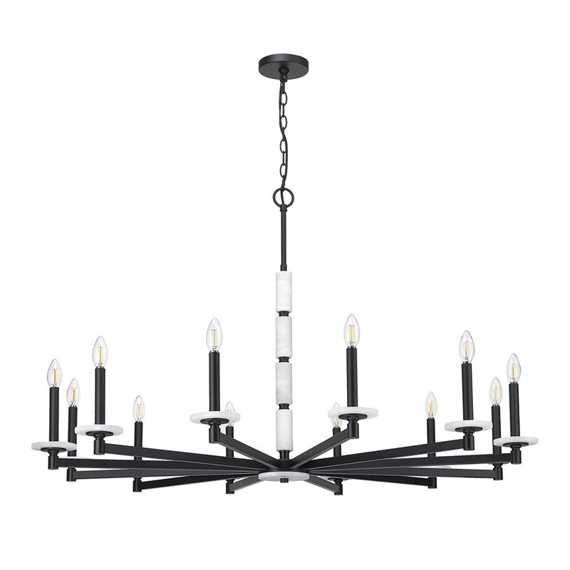 Z-Lite Kaden 12 Light Chandelier, Matte Black/Alabaster