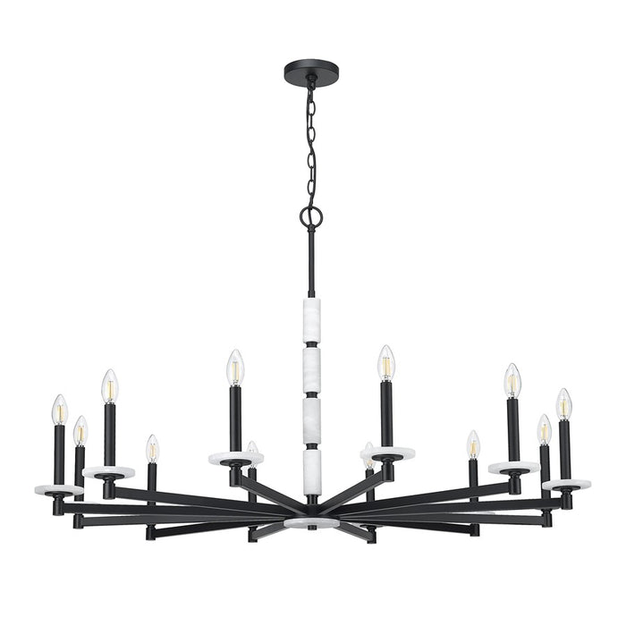 Z-Lite Kaden 12 Light Chandelier, Matte Black/Alabaster