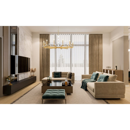 Z-Lite Kaden 12 Light Chandelier, Modern Gold/Alabaster