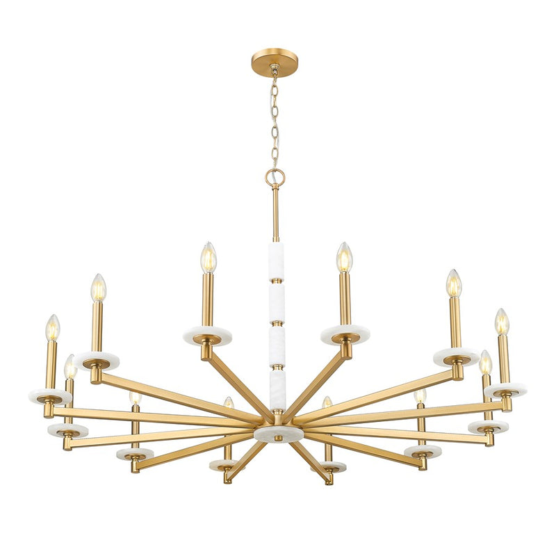 Z-Lite Kaden 12 Light Chandelier, Modern Gold/Alabaster