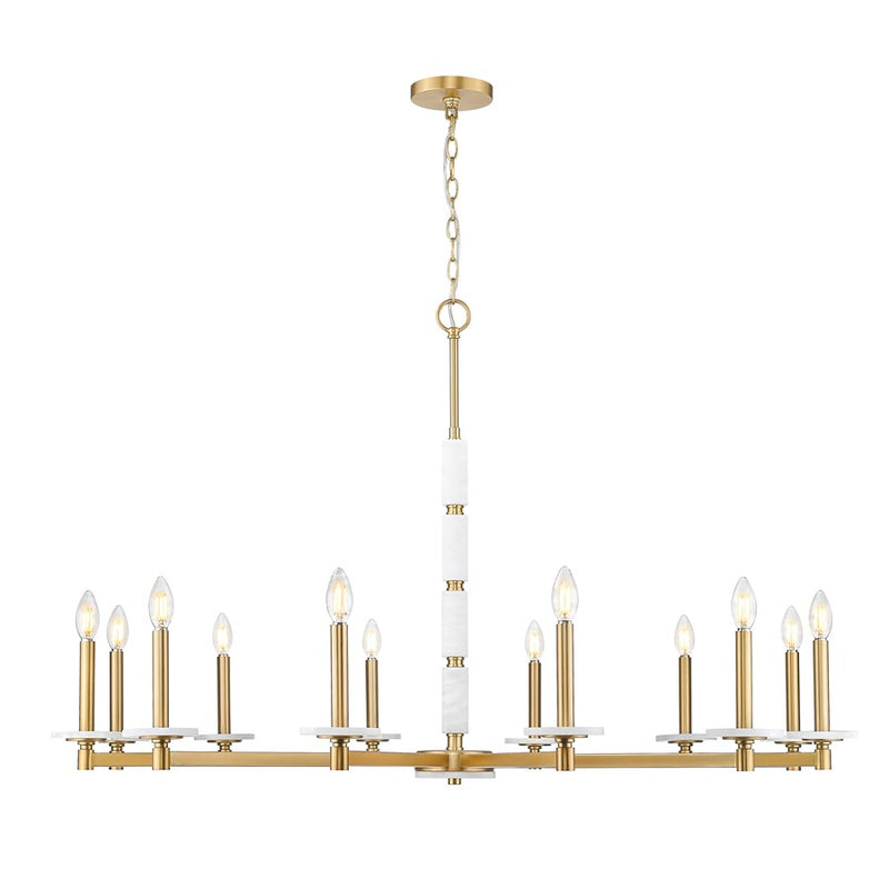 Z-Lite Kaden 12 Light Chandelier, Modern Gold/Alabaster