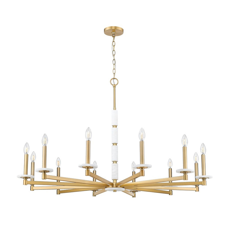 Z-Lite Kaden 12 Light Chandelier, Modern Gold/Alabaster