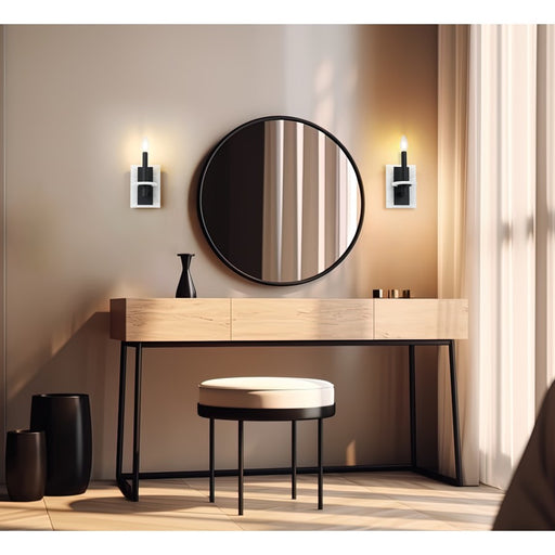 Z-Lite Kaden 1 Light Wall Sconce, Matte Black/Alabaster