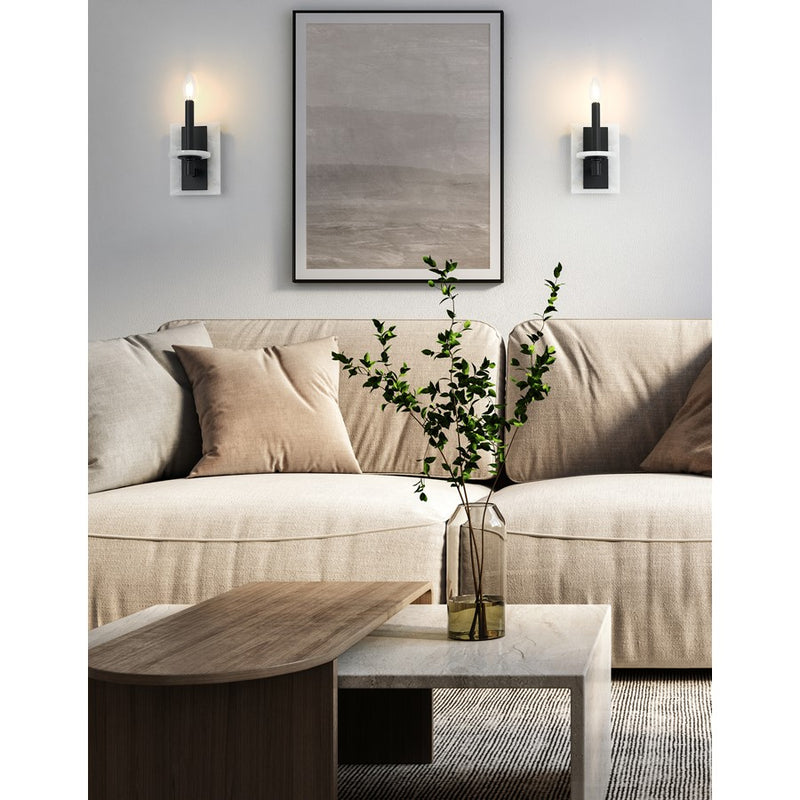 Z-Lite Kaden 1 Light Wall Sconce, Matte Black/Alabaster