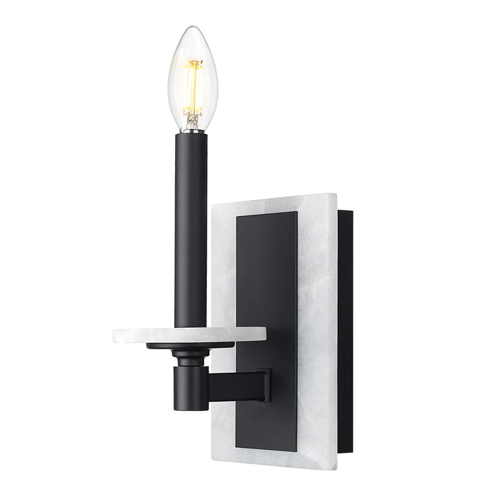 Z-Lite Kaden 1 Light Wall Sconce, Matte Black/Alabaster