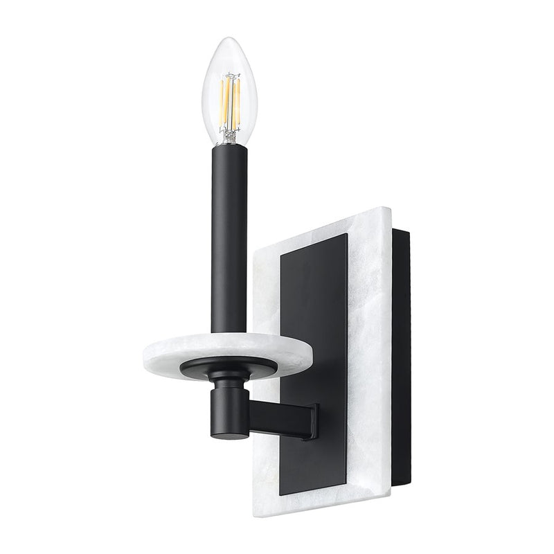 Z-Lite Kaden 1 Light Wall Sconce, Matte Black/Alabaster