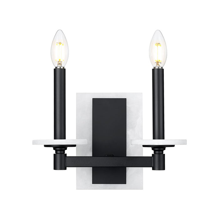 Z-Lite Kaden 2 Light Wall Sconce, Matte Black/Alabaster - 3045-2S-MB