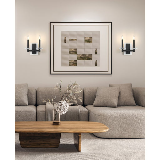 Z-Lite Kaden 2 Light Wall Sconce, Matte Black/Alabaster