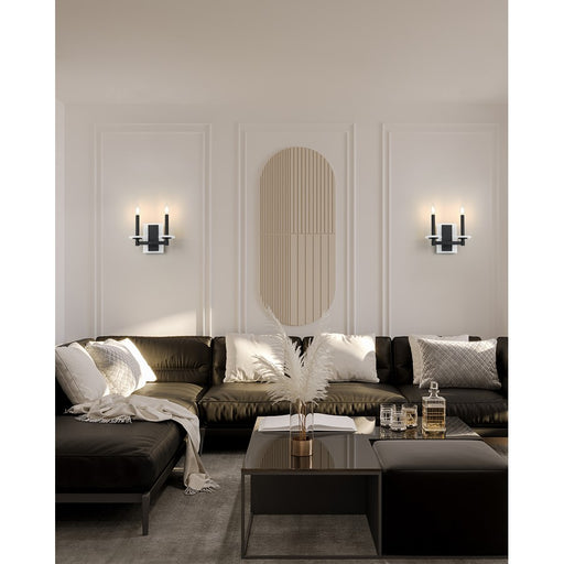 Z-Lite Kaden 2 Light Wall Sconce, Matte Black/Alabaster