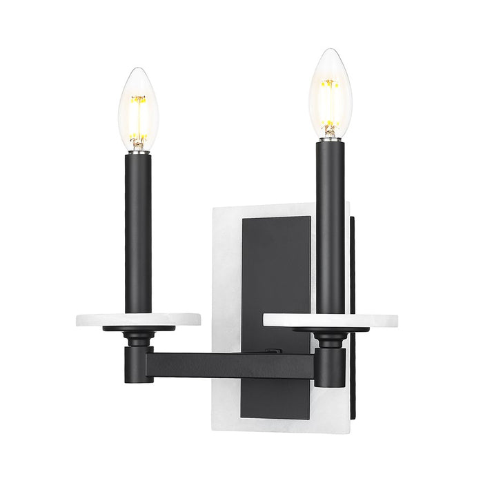 Z-Lite Kaden 2 Light Wall Sconce, Matte Black/Alabaster
