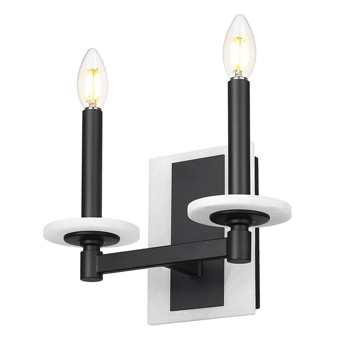 Z-Lite Kaden 2 Light Wall Sconce, Matte Black/Alabaster
