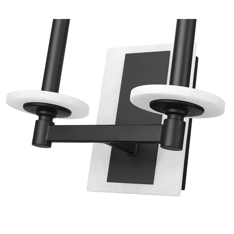 Z-Lite Kaden 2 Light Wall Sconce, Matte Black/Alabaster