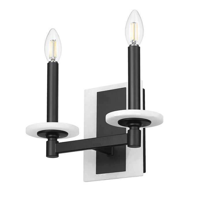 Z-Lite Kaden 2 Light Wall Sconce, Matte Black/Alabaster