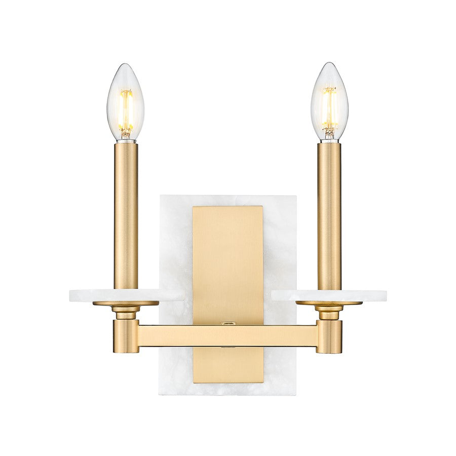 Z-Lite Kaden 2 Light Wall Sconce, Modern Gold/Alabaster - 3045-2S-MGLD