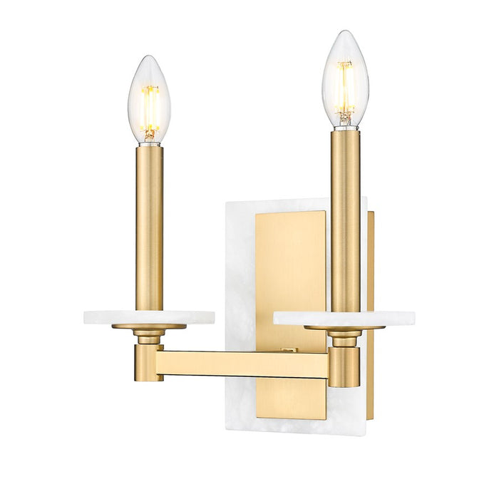 Z-Lite Kaden 2 Light Wall Sconce, Modern Gold/Alabaster
