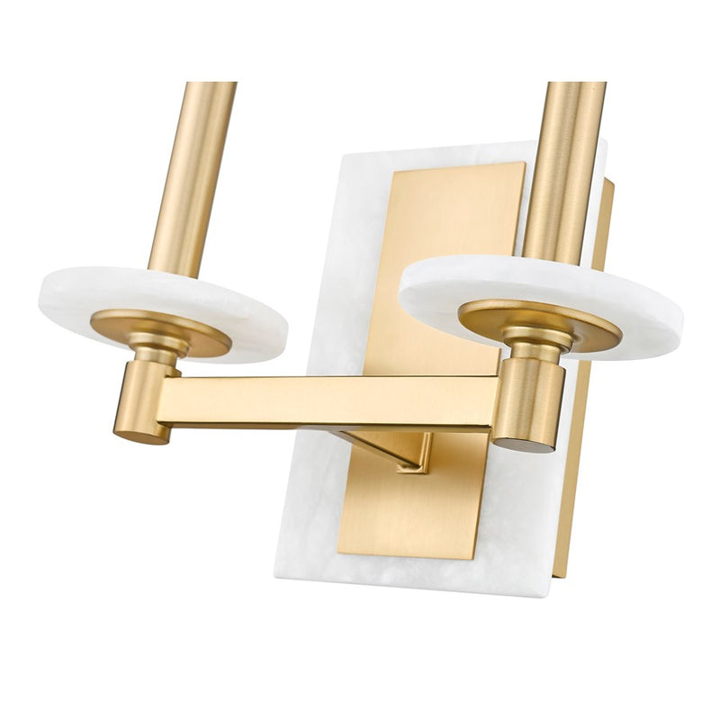Z-Lite Kaden 2 Light Wall Sconce, Modern Gold/Alabaster