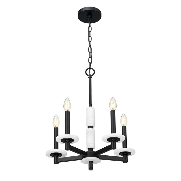 Z-Lite Kaden 5 Light Chandelier, Matte Black/Alabaster
