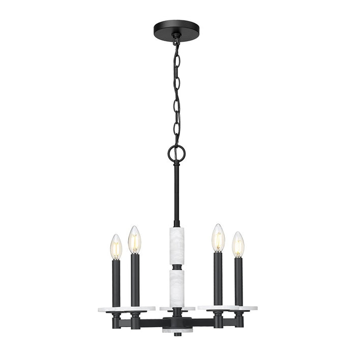 Z-Lite Kaden 5 Light Chandelier, Matte Black/Alabaster