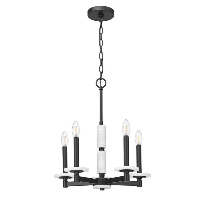 Z-Lite Kaden 5 Light Chandelier, Matte Black/Alabaster