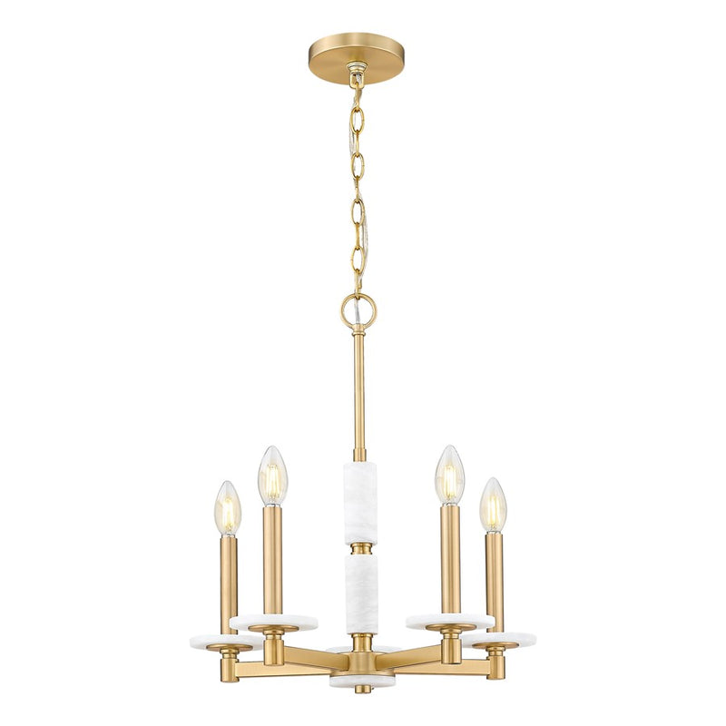 Z-Lite Kaden 5 Light Chandelier, Modern Gold/Alabaster - 3045-5MGLD