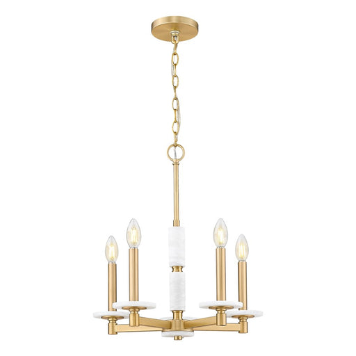 Z-Lite Kaden 5 Light Chandelier, Modern Gold/Alabaster - 3045-5MGLD