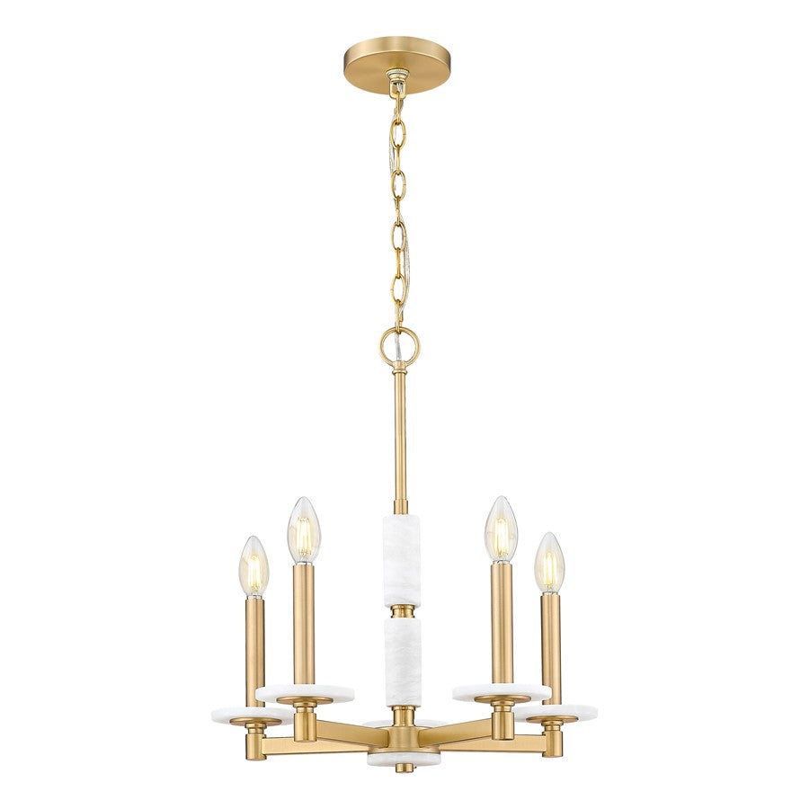 Z-Lite Kaden 5 Light Chandelier, Modern Gold/Alabaster - 3045-5MGLD