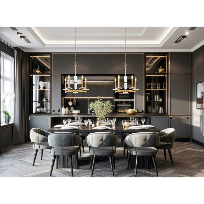 Z-Lite Kaden 5 Light Chandelier, Modern Gold/Alabaster