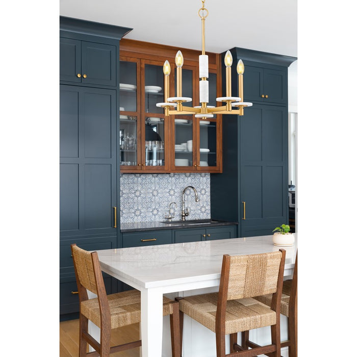 Z-Lite Kaden 5 Light Chandelier, Modern Gold/Alabaster