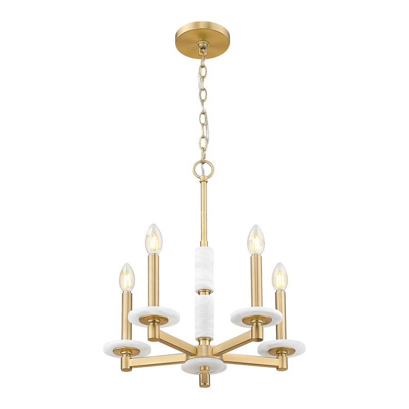 Z-Lite Kaden 5 Light Chandelier, Modern Gold/Alabaster