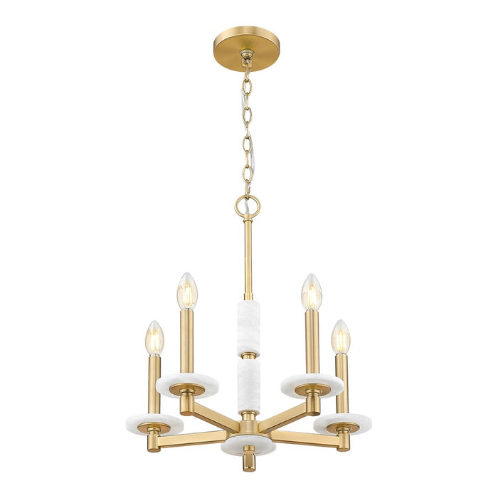 Z-Lite Kaden 5 Light Chandelier, Modern Gold/Alabaster