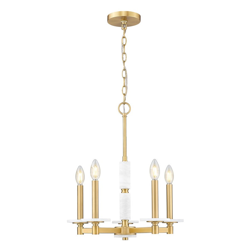 Z-Lite Kaden 5 Light Chandelier, Modern Gold/Alabaster