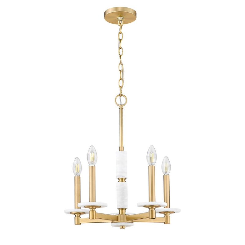 Z-Lite Kaden 5 Light Chandelier, Modern Gold/Alabaster