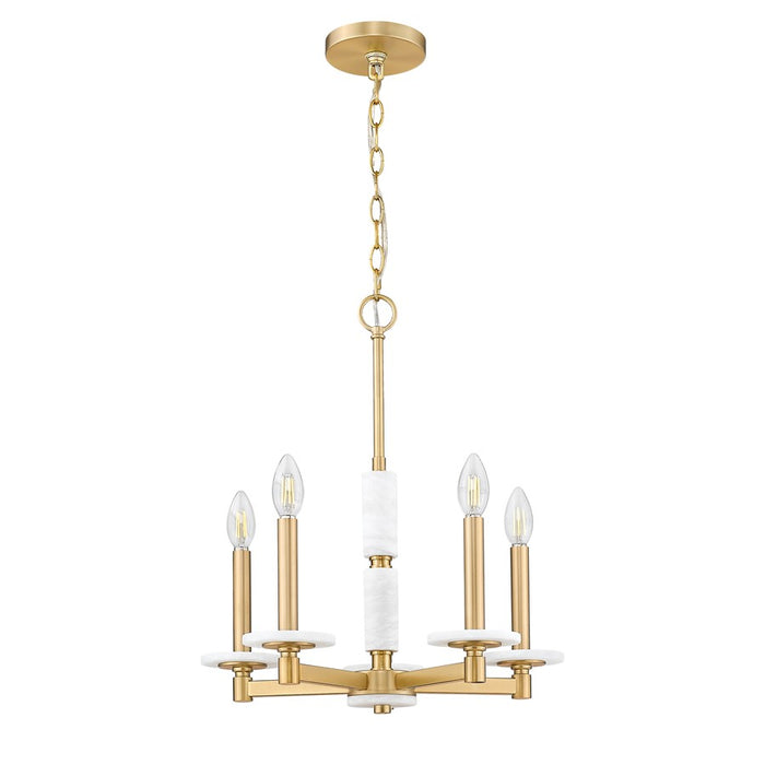 Z-Lite Kaden 5 Light Chandelier, Modern Gold/Alabaster