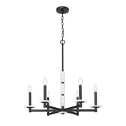 Z-Lite Kaden 6 Light Chandelier, Matte Black/Alabaster - 3045-6MB