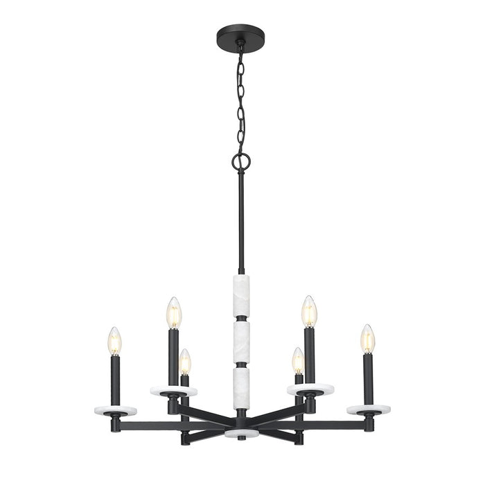 Z-Lite Kaden 6 Light Chandelier, Matte Black/Alabaster - 3045-6MB