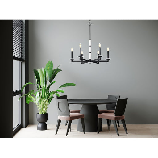Z-Lite Kaden 6 Light Chandelier, Matte Black/Alabaster