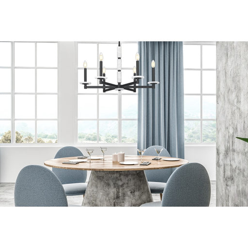 Z-Lite Kaden 6 Light Chandelier, Matte Black/Alabaster
