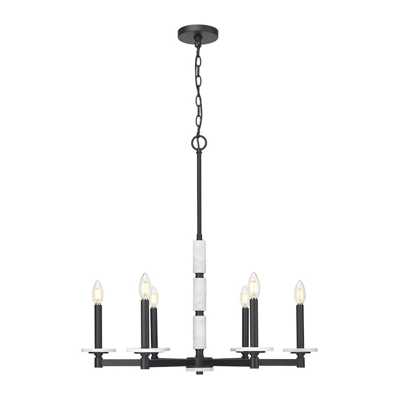 Z-Lite Kaden 6 Light Chandelier, Matte Black/Alabaster