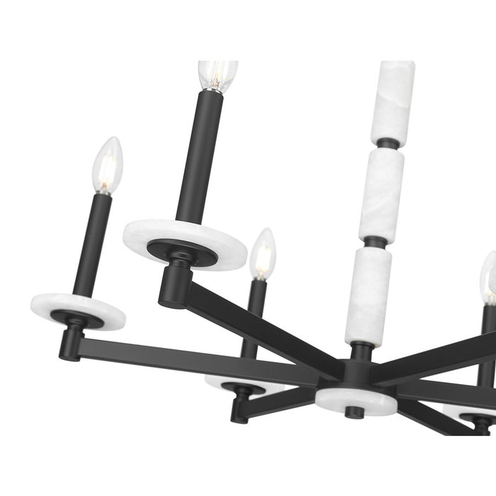 Z-Lite Kaden 6 Light Chandelier, Matte Black/Alabaster