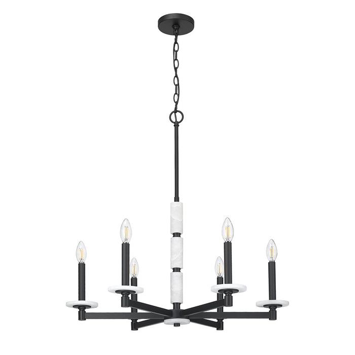 Z-Lite Kaden 6 Light Chandelier, Matte Black/Alabaster