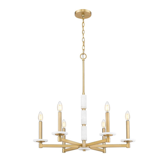 Z-Lite Kaden 6 Light Chandelier, Modern Gold/Alabaster - 3045-6MGLD