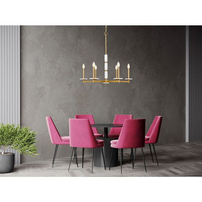 Z-Lite Kaden 6 Light Chandelier, Modern Gold/Alabaster