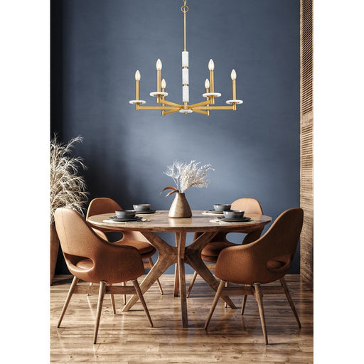 Z-Lite Kaden 6 Light Chandelier, Modern Gold/Alabaster