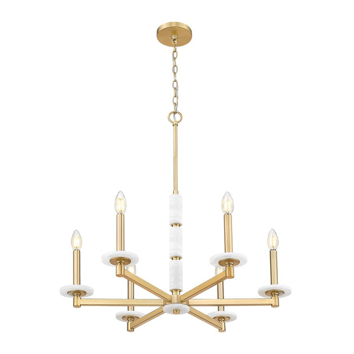 Z-Lite Kaden 6 Light Chandelier, Modern Gold/Alabaster