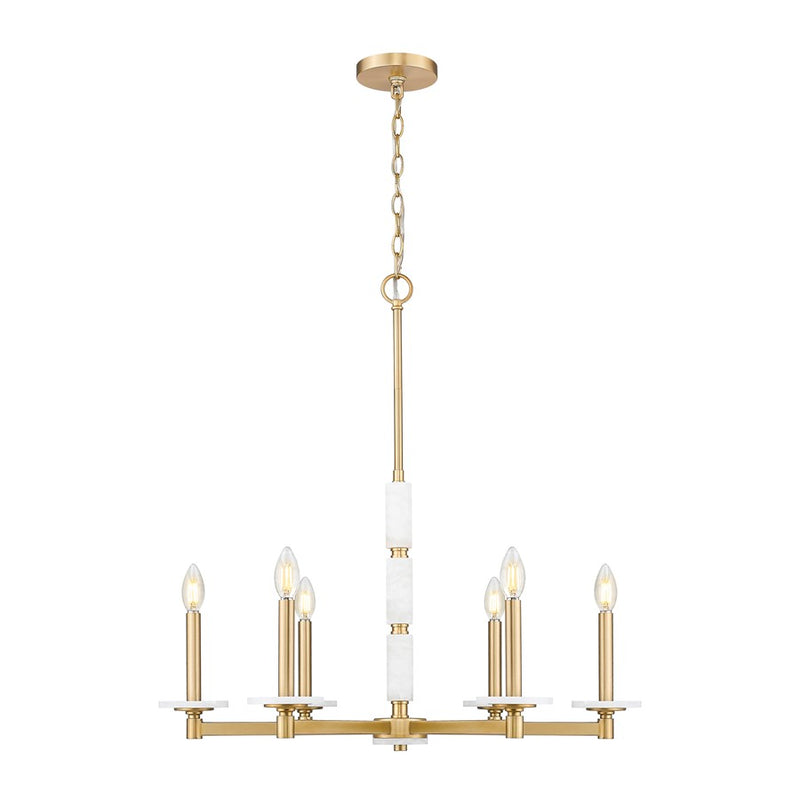 Z-Lite Kaden 6 Light Chandelier, Modern Gold/Alabaster