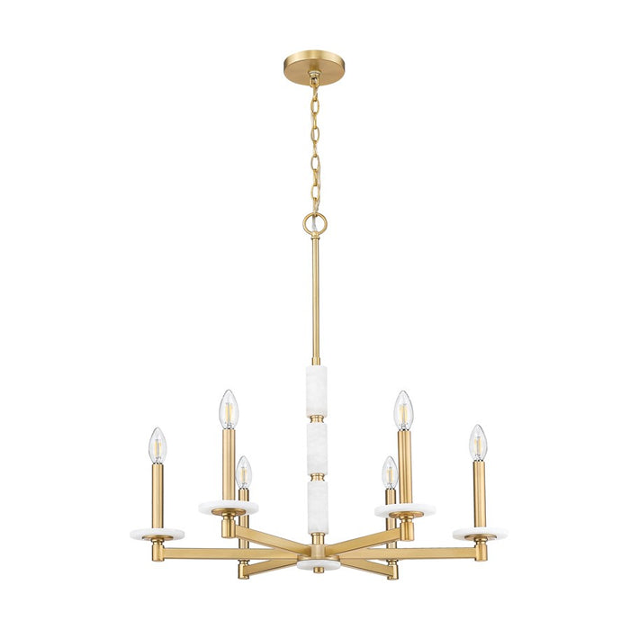 Z-Lite Kaden 6 Light Chandelier, Modern Gold/Alabaster