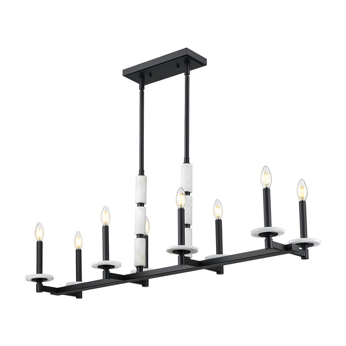 Z-Lite Kaden 8 Light Linear Chandelier, Matte Black/Alabaster - 3045-8L-MB